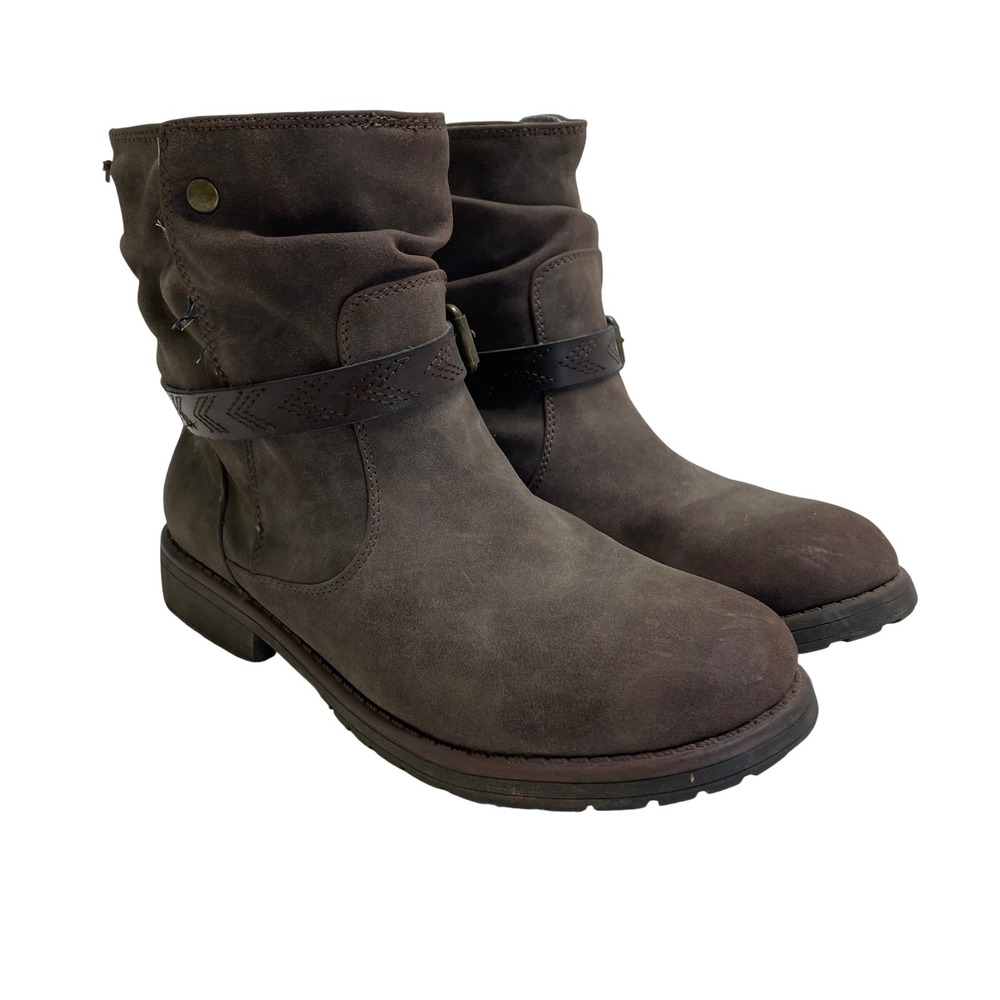 Roxy Tucson Brown Slouchy Ankle Boots Faux Suede PU Buckle Strap 5 Country Rodeo